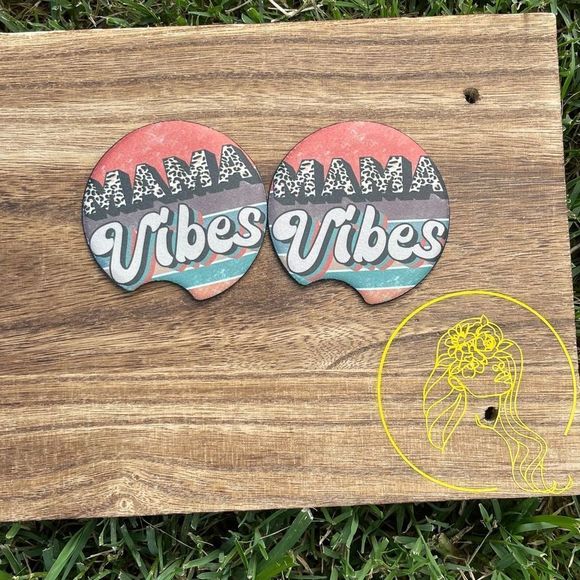 Mama Vibes Retro Car Coasters 2 Pack - Picture 2 of 8